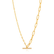 Load image into Gallery viewer, Gold Mixed Link T-bar Necklace
