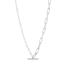 Load image into Gallery viewer, Silver Mixed Link T-bar Necklace
