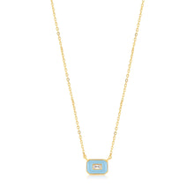 Load image into Gallery viewer, Powder Blue Enamel Emblem Gold Necklace
