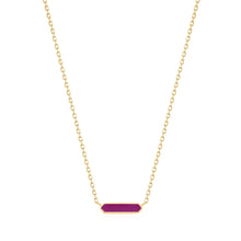 Load image into Gallery viewer, Berry Enamel Bar Gold Necklace
