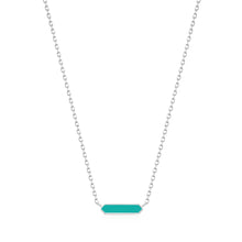 Load image into Gallery viewer, Teal Enamel Bar Silver Necklace
