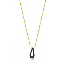 Load image into Gallery viewer, Navy Blue Enamel Gold Twisted Pendant Necklace
