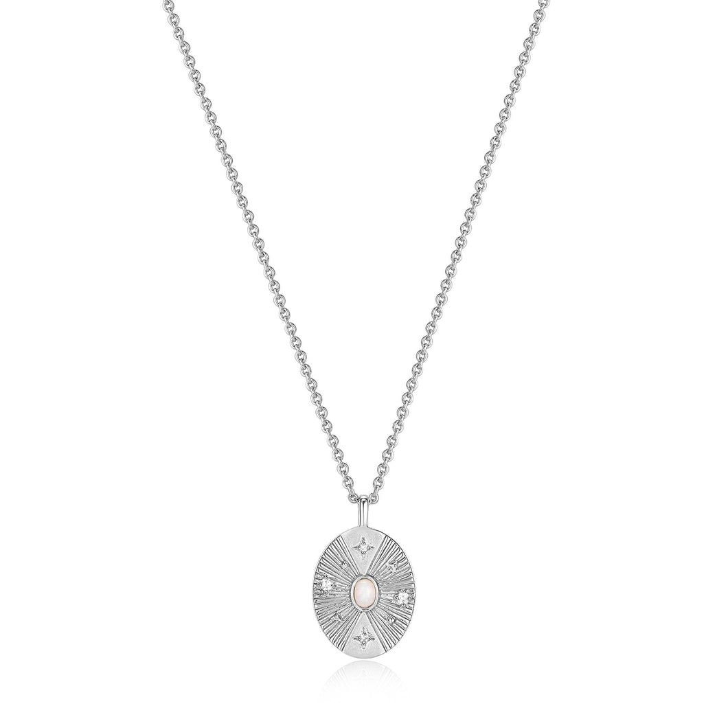 Silver Scattered Stars Kyoto Opal Disc Necklace