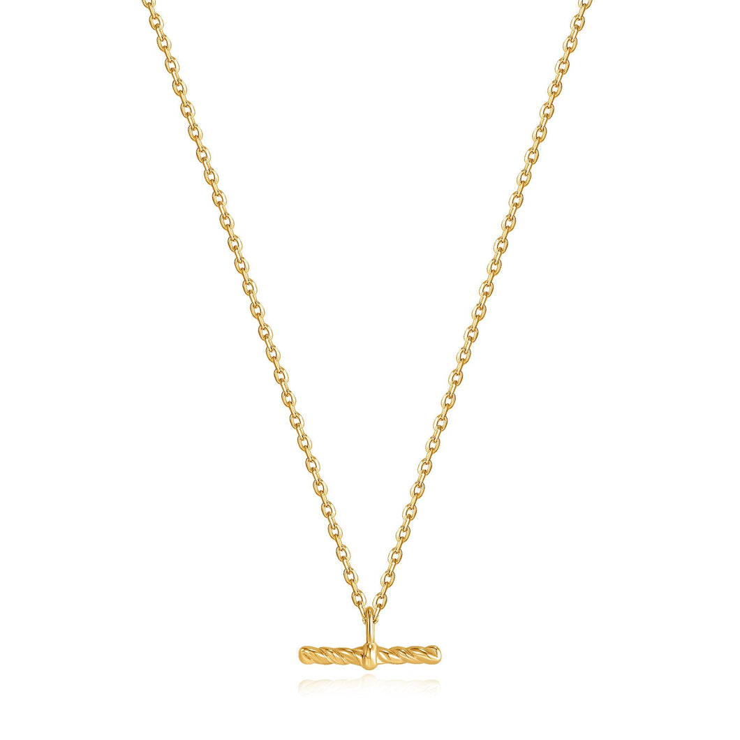 Gold Rope T-Bar Necklace