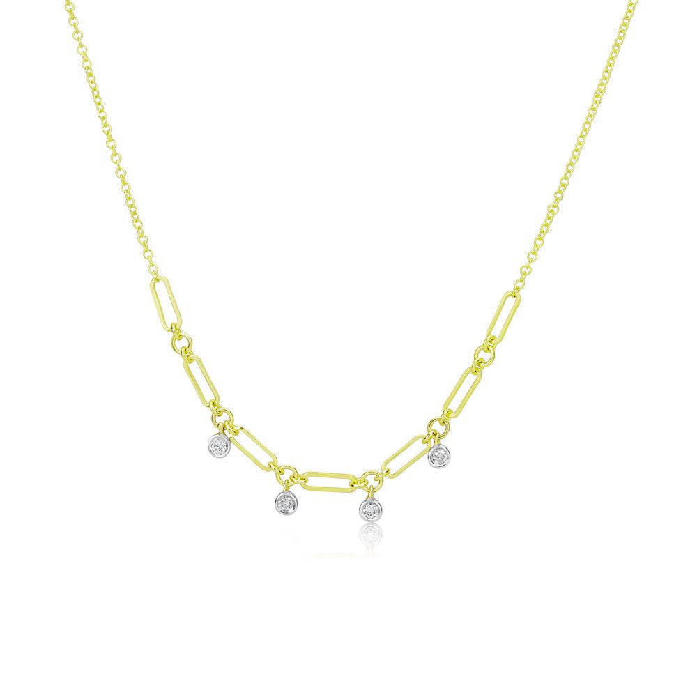 Bezel Diamond Paperclip Necklace
