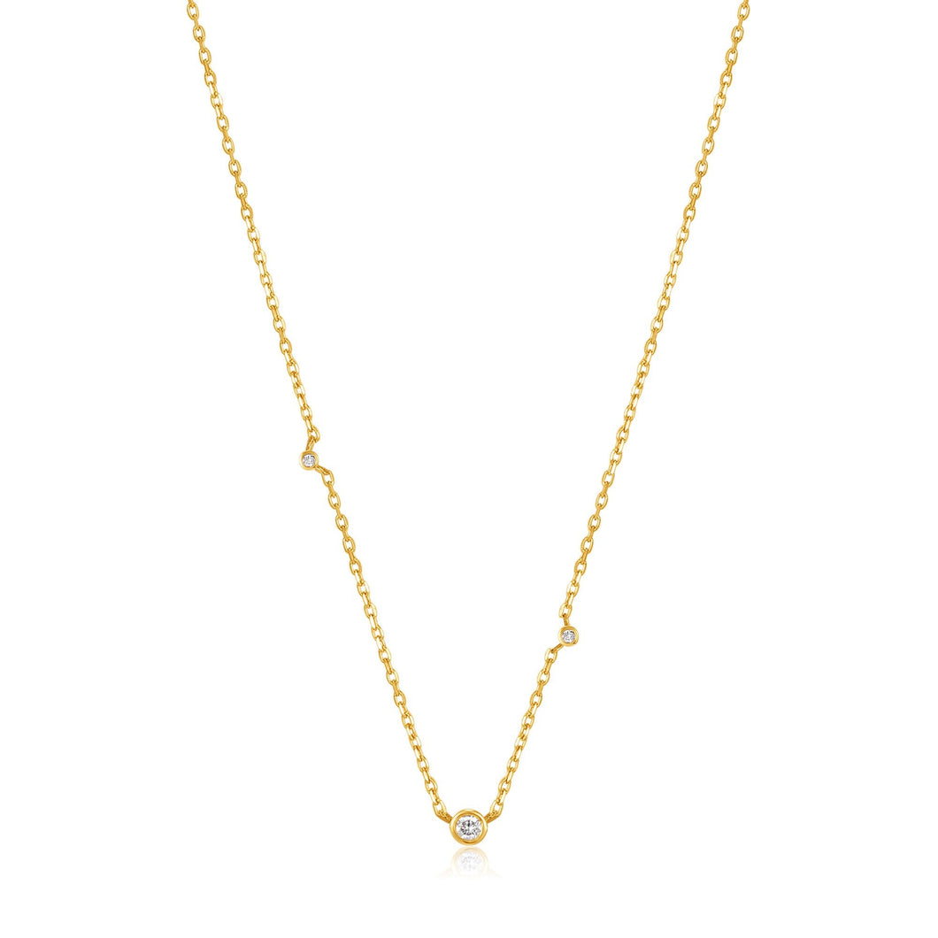 14kt Gold Triple Natural Diamond Necklace
