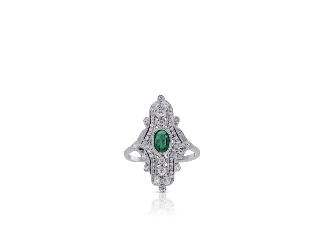 Vintage Inspired Emerald Ring