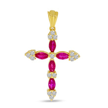 Load image into Gallery viewer, Marquis Ruby &amp; Diamond Cross Pendant
