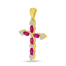 Load image into Gallery viewer, Marquis Ruby &amp; Diamond Cross Pendant
