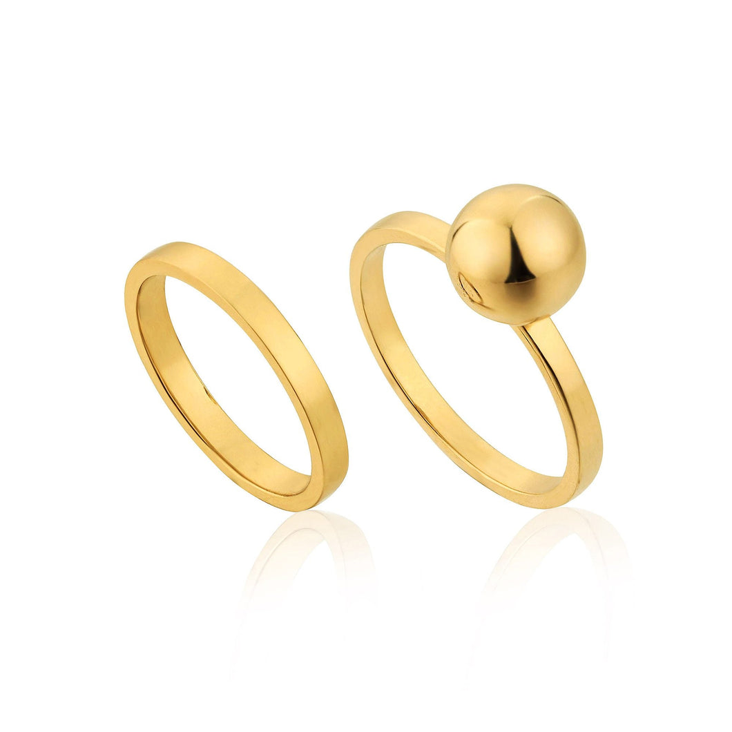 Gold Orbit Double Ring Set