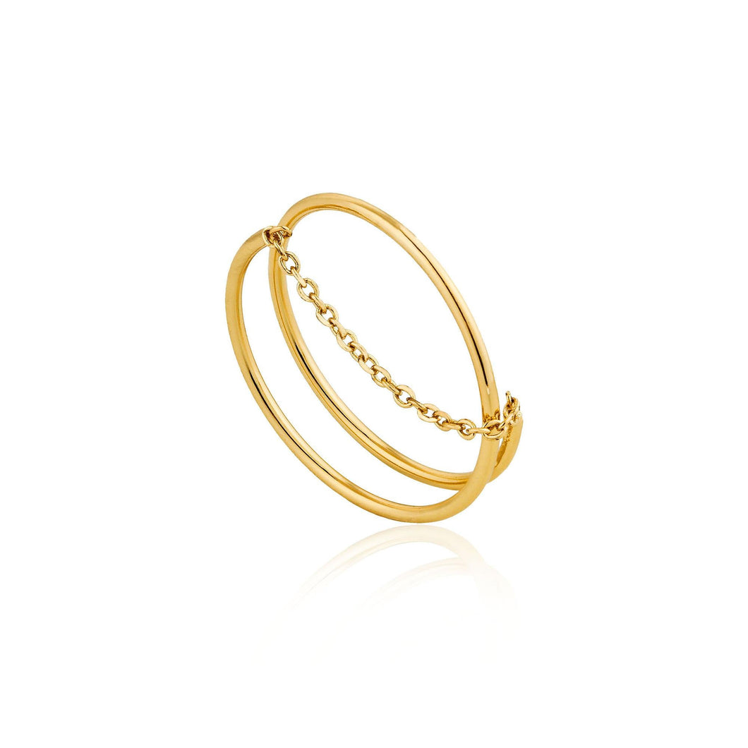 Gold Modern Twist Chain Adjustable Ring