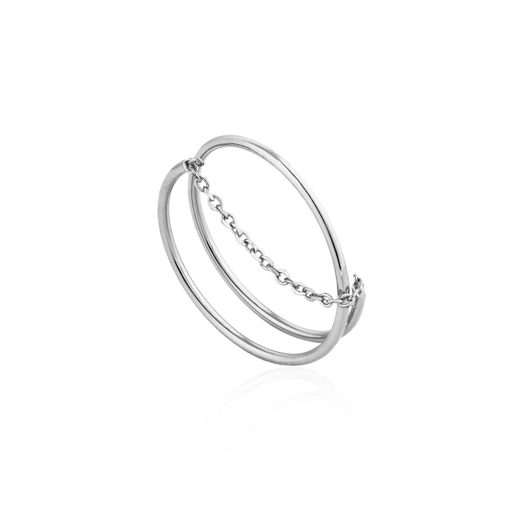 Silver Modern Twist Chain Adjustable Ring