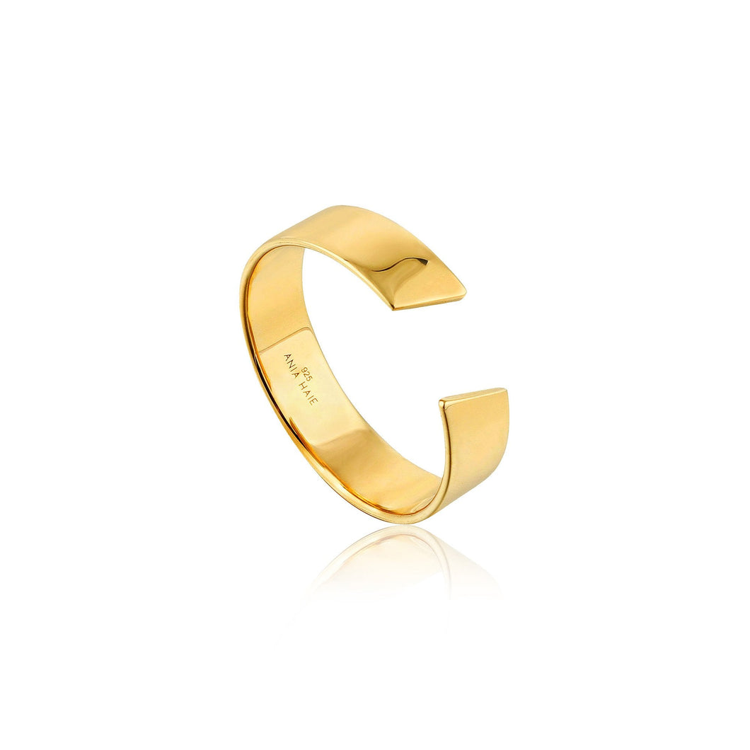 Gold Geometry Wide Adjustable Ring