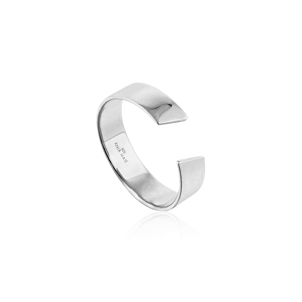 Silver Geometry Wide Adjustable Ring