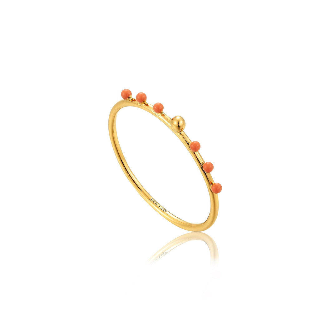 Gold Dotted Small Ball Ring