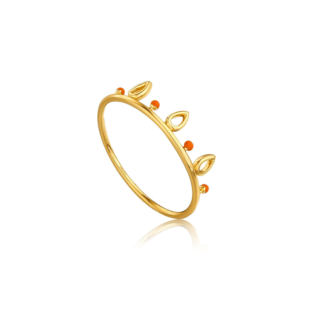 Gold Dotted Triple Raindrop Ring