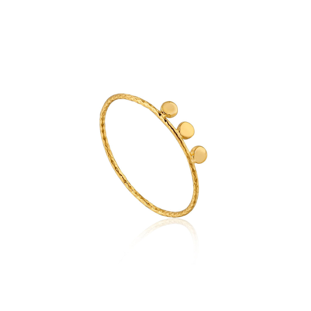 Gold Texture Triple Disc Ring