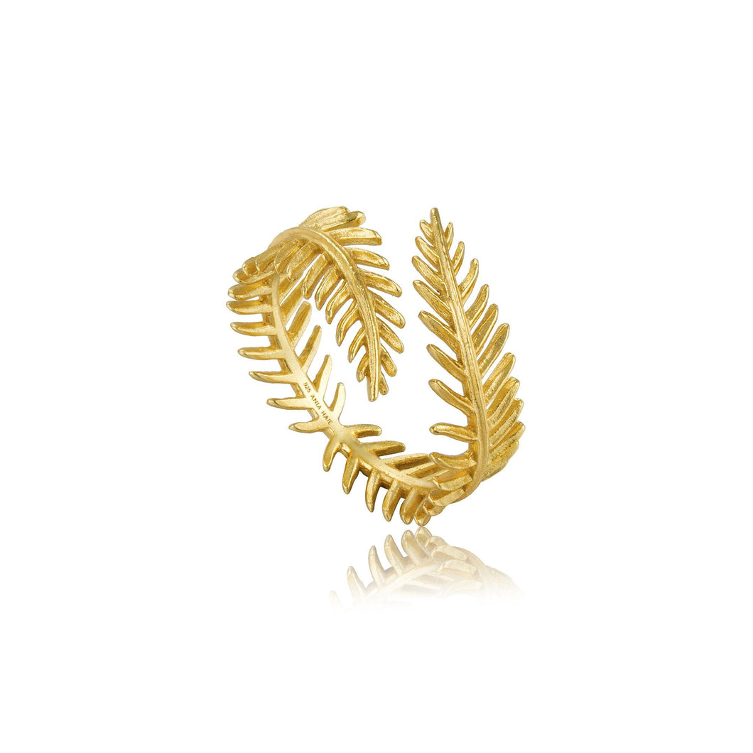 Gold Palm Leaf Adjustable Ring