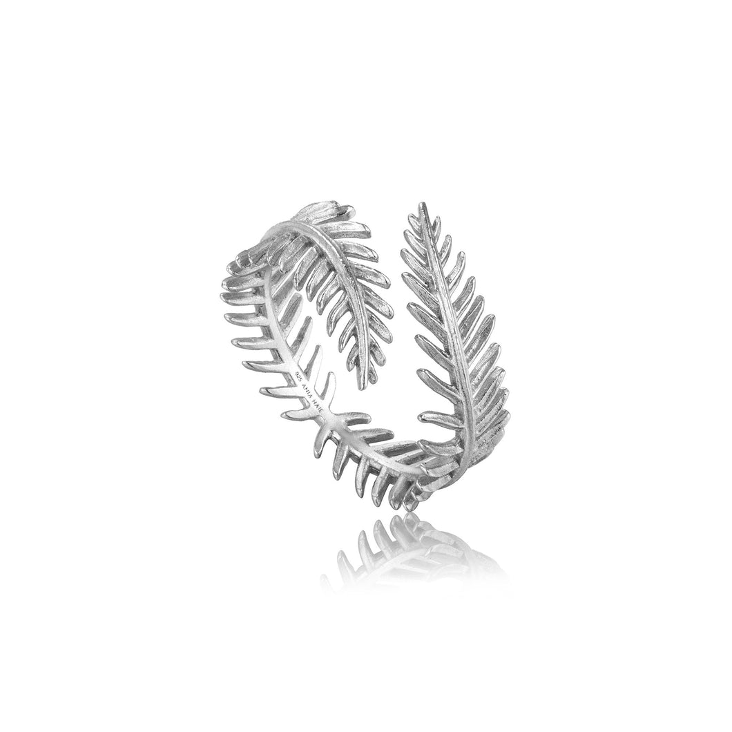 Silver Palm Leaf Adjustable Ring