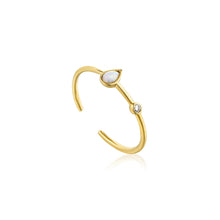 Load image into Gallery viewer, Opal Color Raindrop Adjustable Gold Ring

