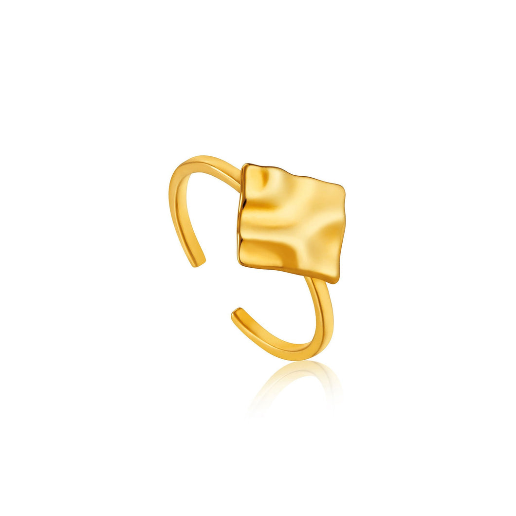 Gold Crush Square Adjustable Ring