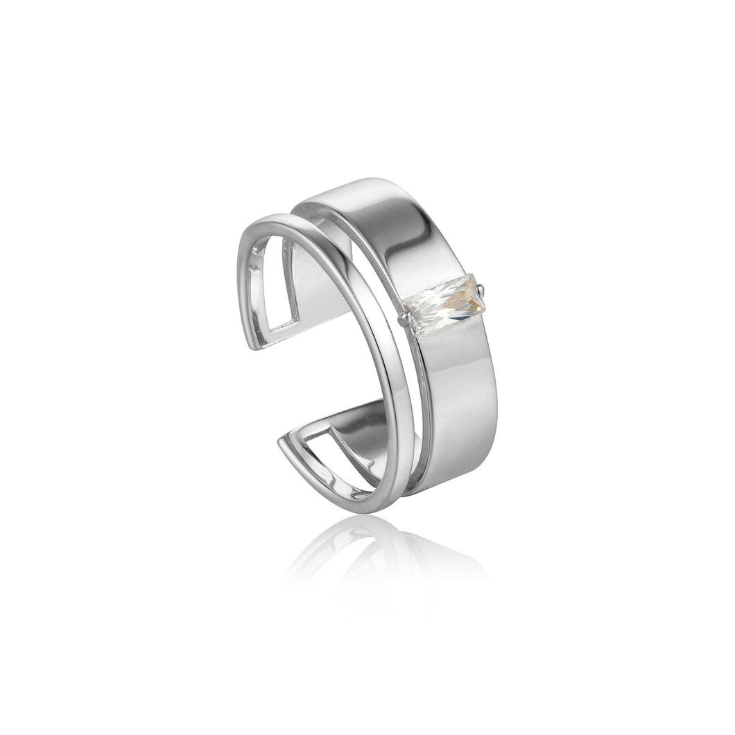 Silver Glow Wide Adjustable Ring