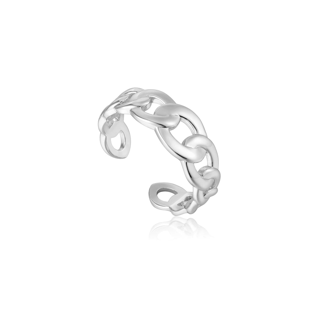 Silver Curb Chain Adjustable Ring
