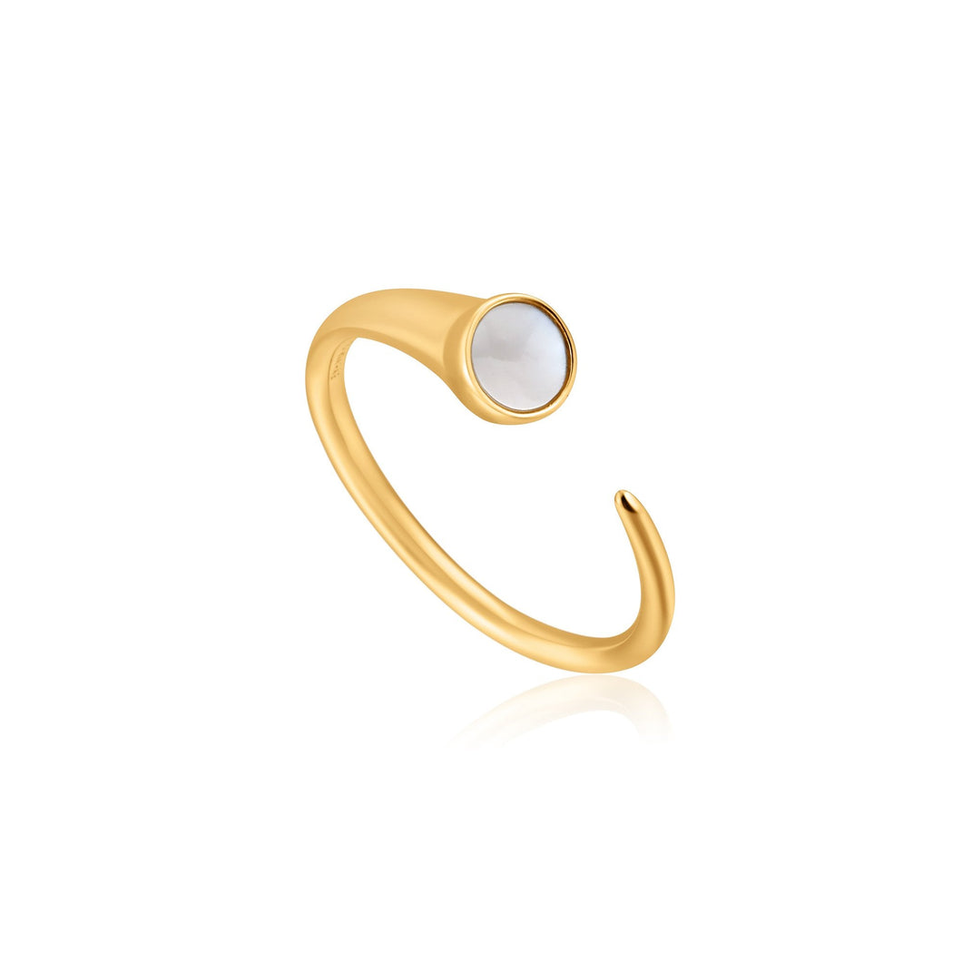 Gold Mother Of Pearl Claw Ring