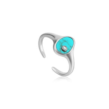 Load image into Gallery viewer, Silver Tidal Turquoise Adjustable Signet Ring
