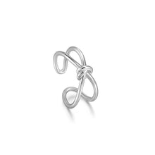Load image into Gallery viewer, Silver Knot Double Band Adjustable Ring
