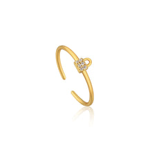 Load image into Gallery viewer, Gold Padlock Sparkle Adjustable Ring
