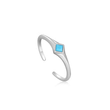 Load image into Gallery viewer, Turquoise Mini Signet Silver Adjustable Ring
