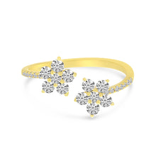 Load image into Gallery viewer, 14K Yellow Gold Diamond Double Flower Ring
