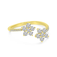 Load image into Gallery viewer, 14K Yellow Gold Diamond Double Flower Ring
