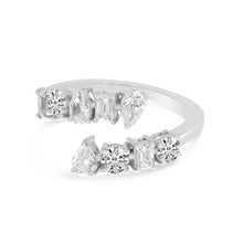 Load image into Gallery viewer, 14K White Gold Fancy Cut Shapes Bypass Ring
