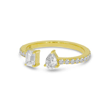 Load image into Gallery viewer, Emerald-Cut &amp; Pear Diamond Duo Ring
