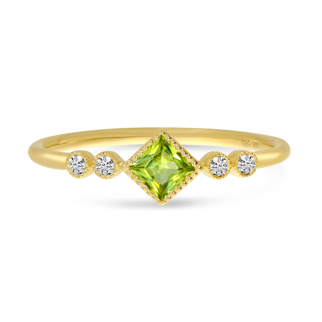 Dainty Diamond & Princess Cut Ring