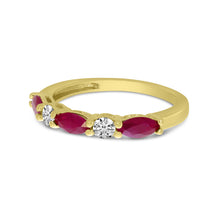 Load image into Gallery viewer, 14K Yellow Gold Marquis Ruby &amp; Diamond Band

