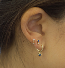 Load image into Gallery viewer, sapphire dante earrings on model
