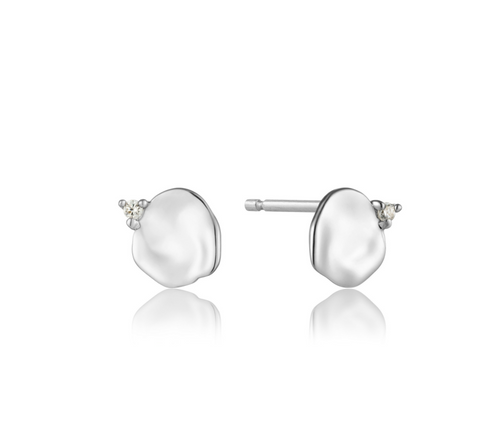 Silver Crush Disc Stud Earrings