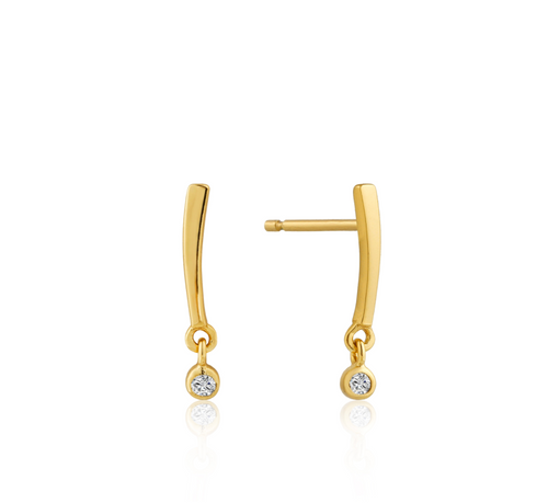 Gold Shimmer Bar Stud Earrings