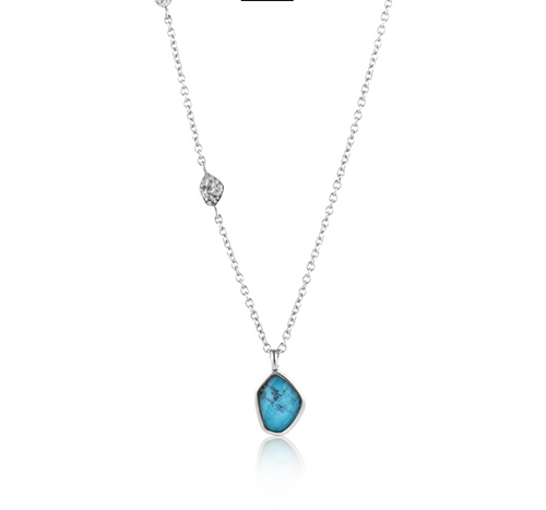 Turquoise Pendant Silver Necklace