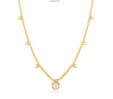 Load image into Gallery viewer, Gold Mother Of Pearl Drop Disc Necklace
