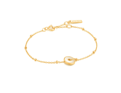 Gold Mother Of Pearl Disc Bracelet