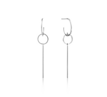 Load image into Gallery viewer, Silver Modern Solid Drop Earrings
