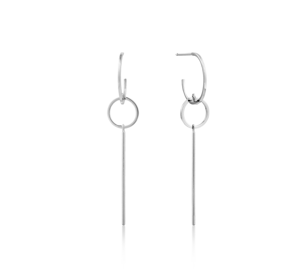 Silver Modern Solid Drop Earrings
