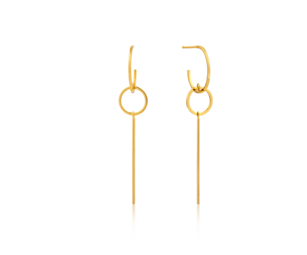 Gold Modern Solid Drop Earrings
