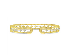 Load image into Gallery viewer, Double Row Flower Diamond Cuff
