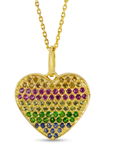 Rainbow Sapphire Puffed Heart