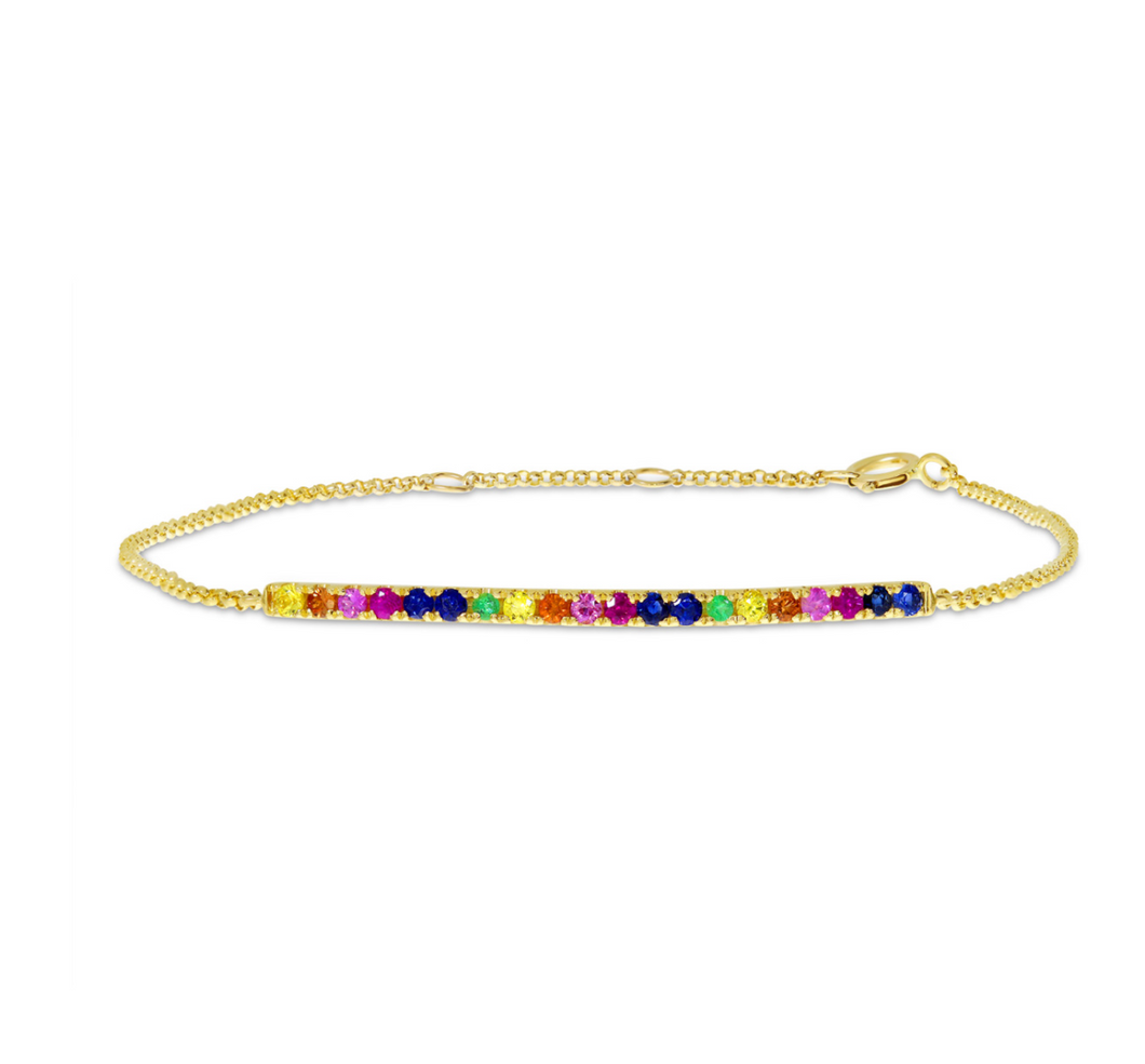 Rainbow Sapphire Chain Bracelet